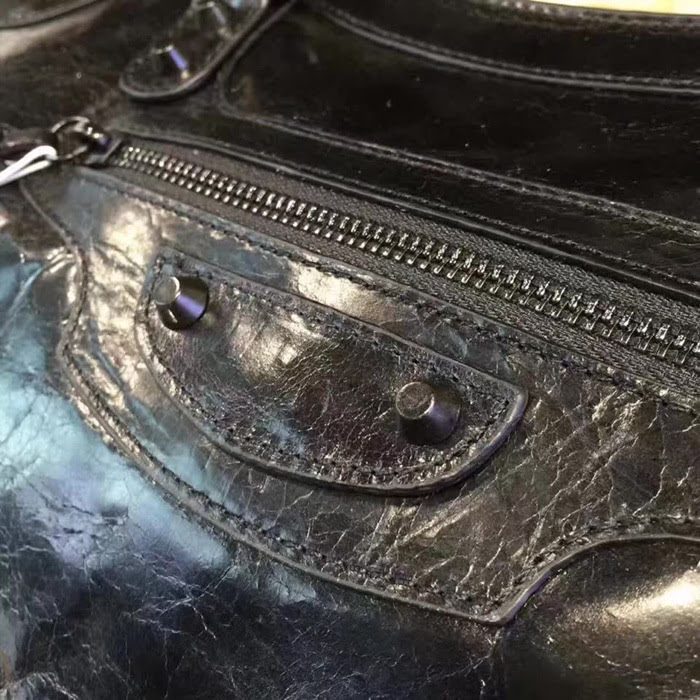 BALENCIAG巴黎世家 38cm 機車包進口油蠟牛皮 手提肩背斜挎包  BL1560